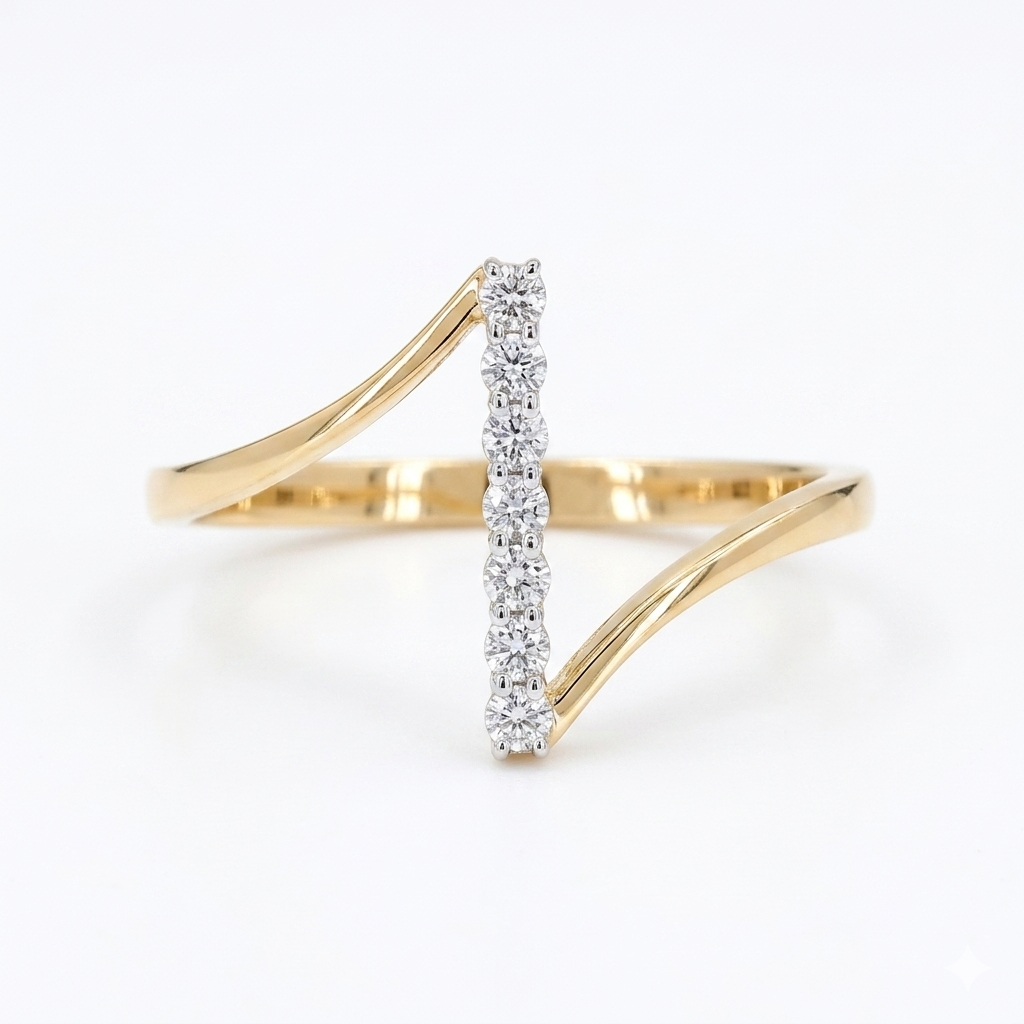 1/10ct TDW Lab grown Diamond Bypass Ring in 14k Yellow Gold