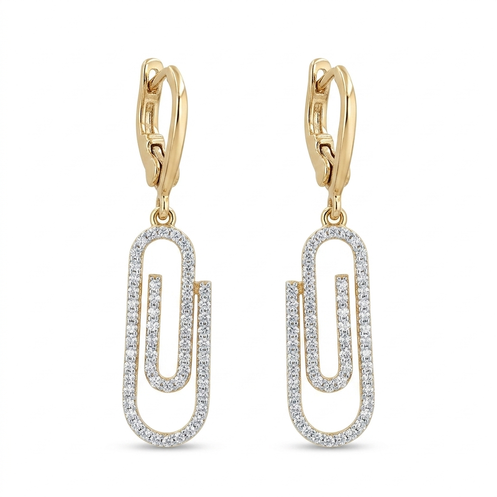 1/2ct TDW Lab grown Diamond Paperclip Drop Earrings in 14k Yellow Gold