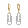 1/2ct TDW Lab grown Diamond Paperclip Drop Earrings in 14k Yellow Gold
