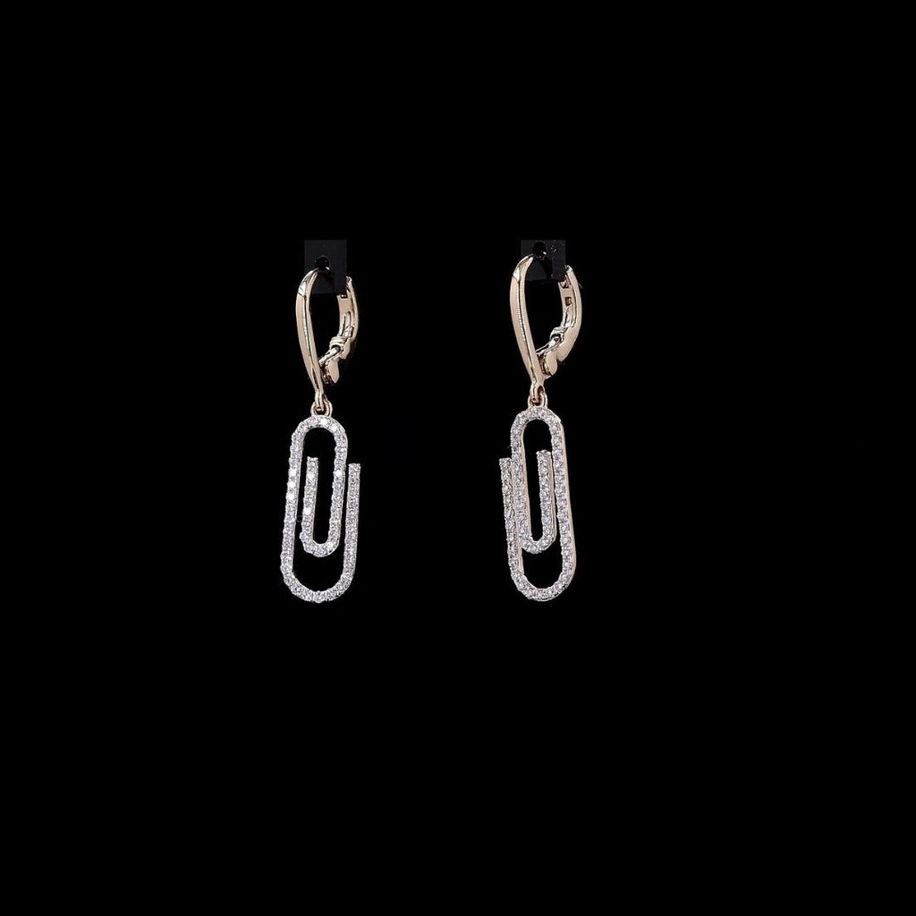 1/2ct TDW Lab grown Diamond Paperclip Drop Earrings in 14k Yellow Gold