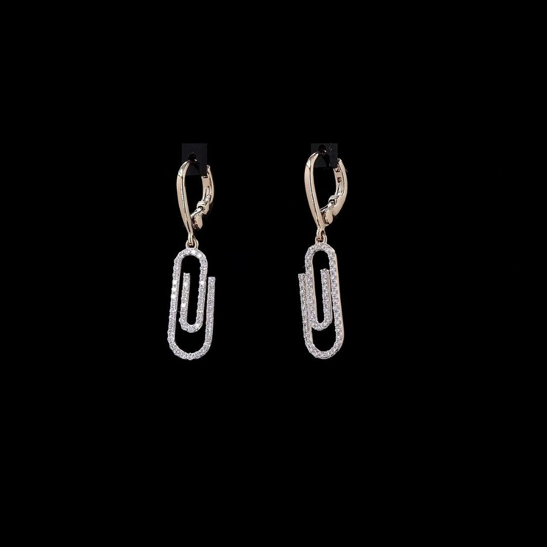 1/2ct TDW Lab grown Diamond Paperclip Drop Earrings in 14k Yellow Gold