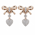 1/4ct TDW Lab grown Diamond Heart Drop Bow Stud Earrings