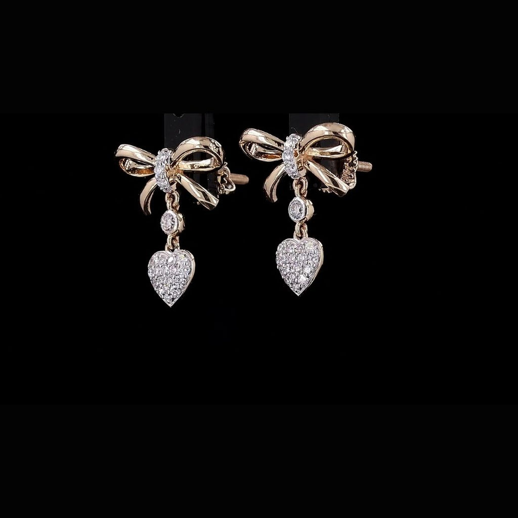 1/4ct TDW Lab grown Diamond Heart Drop Bow Stud Earrings