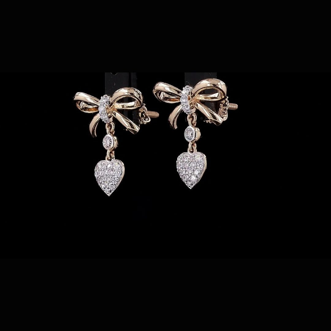 1/4ct TDW Lab grown Diamond Heart Drop Bow Stud Earrings