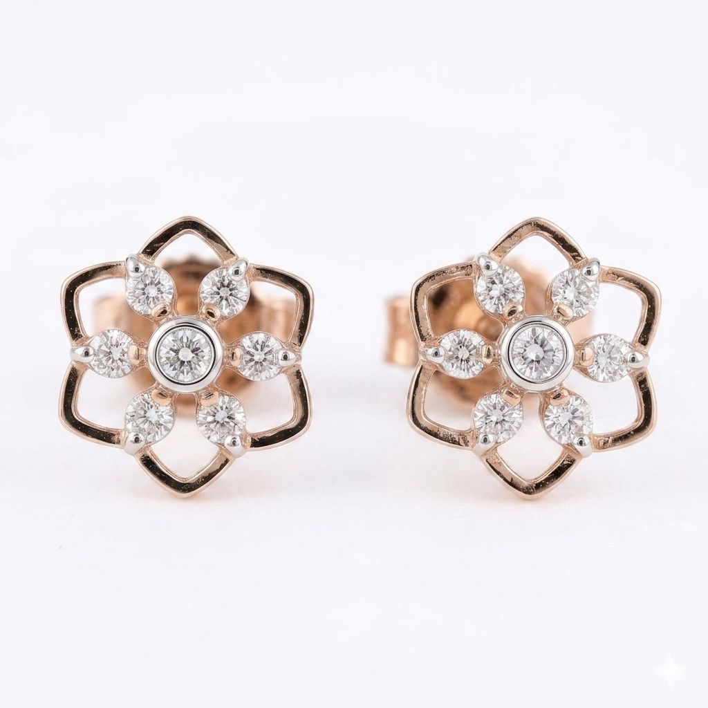 1/8ct TDW Lab grown Diamond Floral Stud Earrings