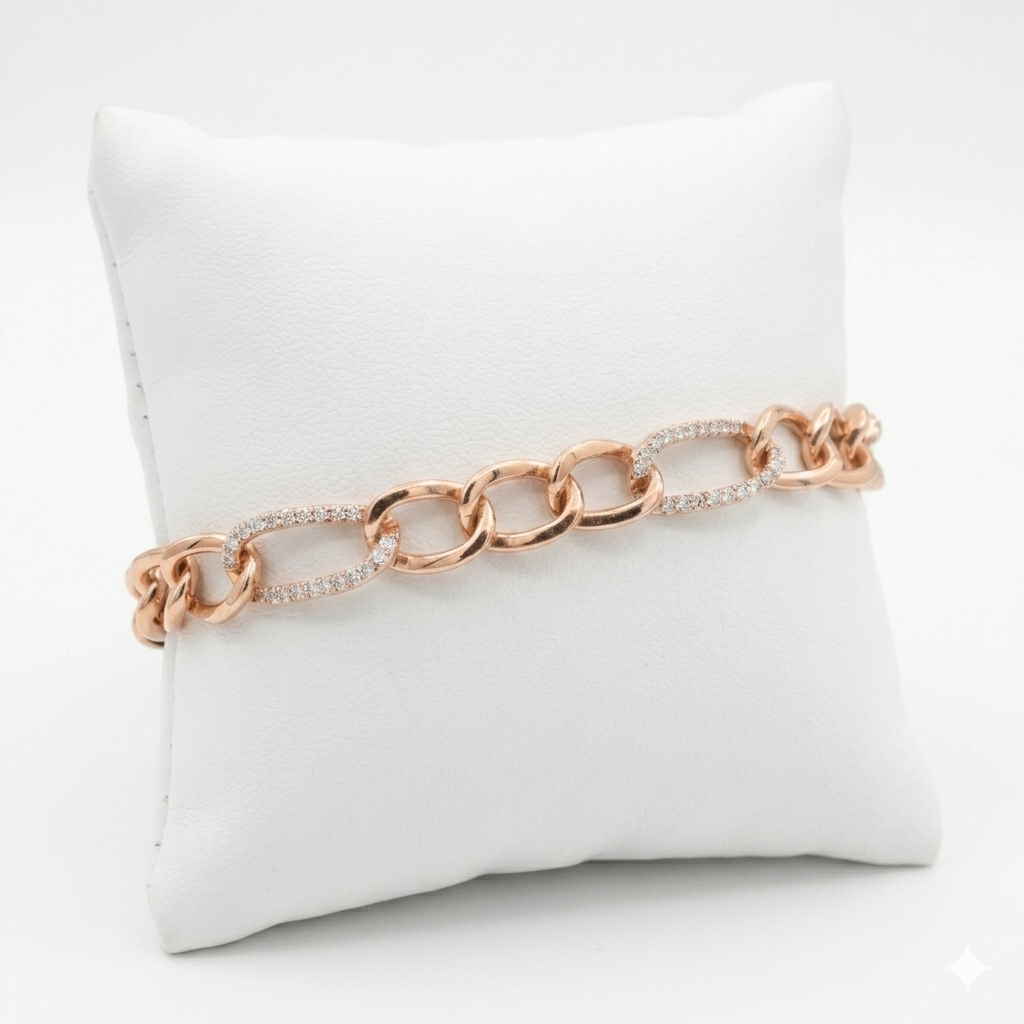 7/8ct TDW Lab grown Diamond Paperclip Link Bracelet in 14k Gold
