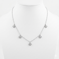 7/8ct TDW Lab grown Diamond Floral Charm Station Necklace in 14k Gold