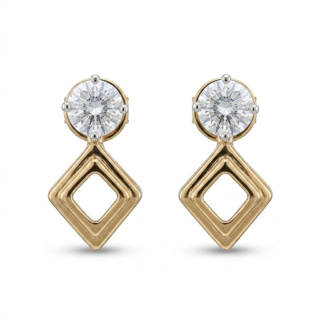 1 7/8ct TDW Lab grown Diamond Geometric Drop Earrings in 14k Yellow Gold