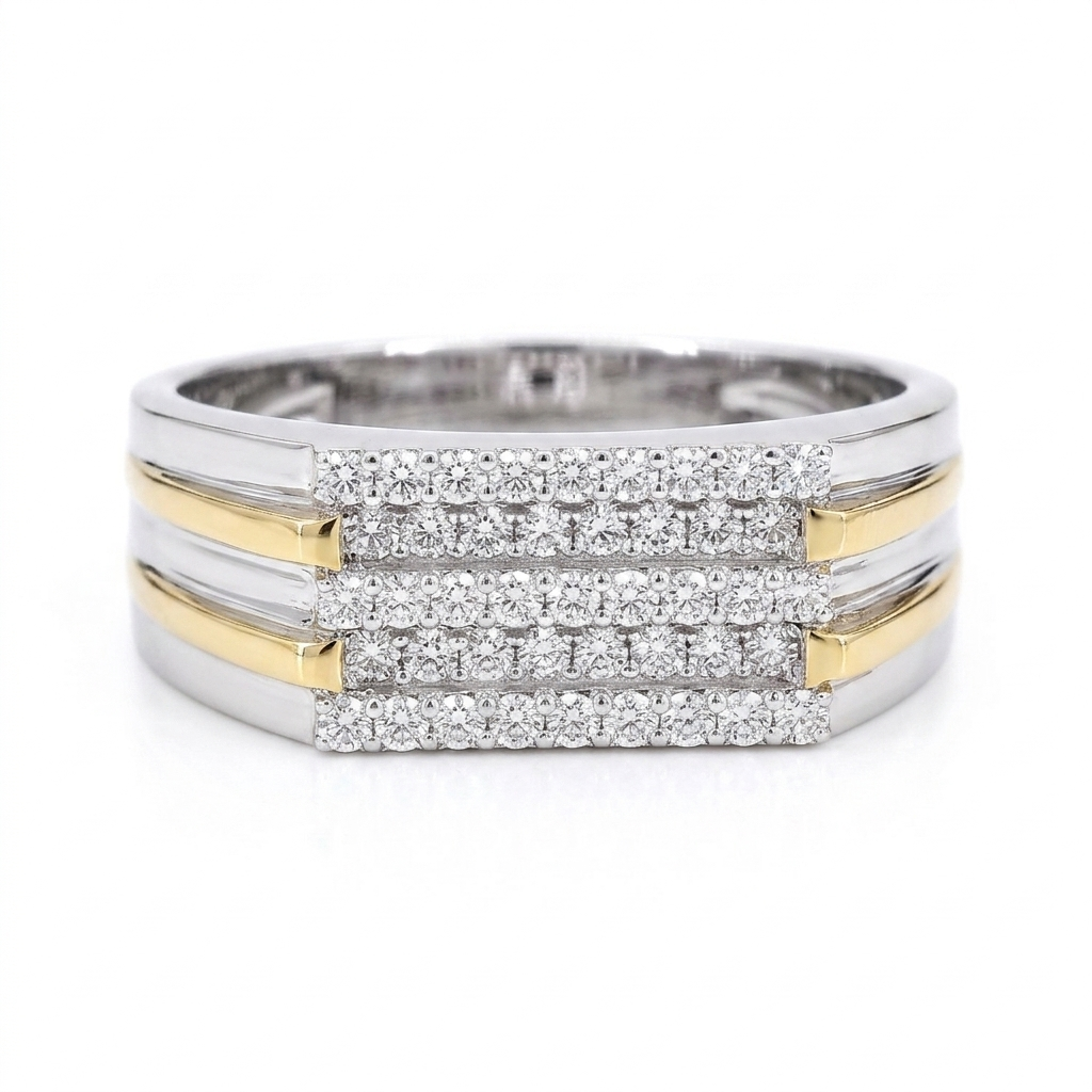 3/8ct TDW Lab grown Diamond Multi-Row Band  Mens Ring in 18k Gold