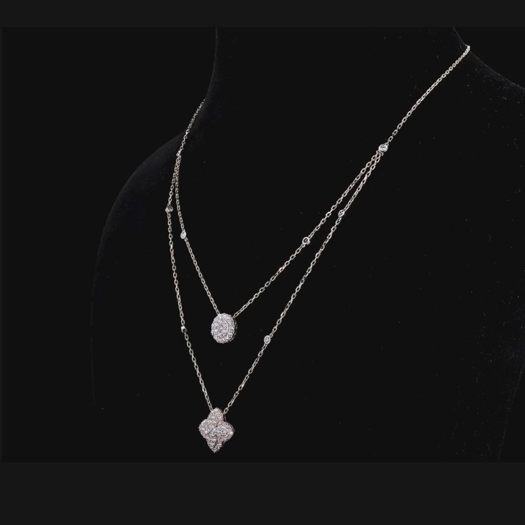 1 3/4ct TDW Lab grown Diamond Layered Station Necklace in 14k White Gold