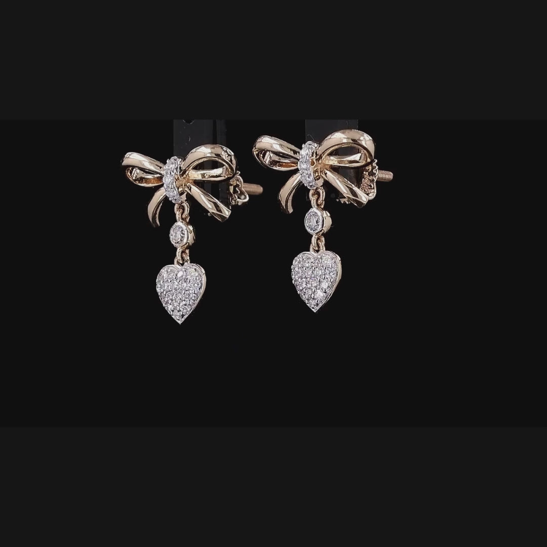 1/4ct TDW Lab grown Diamond Heart Drop Bow Stud Earrings