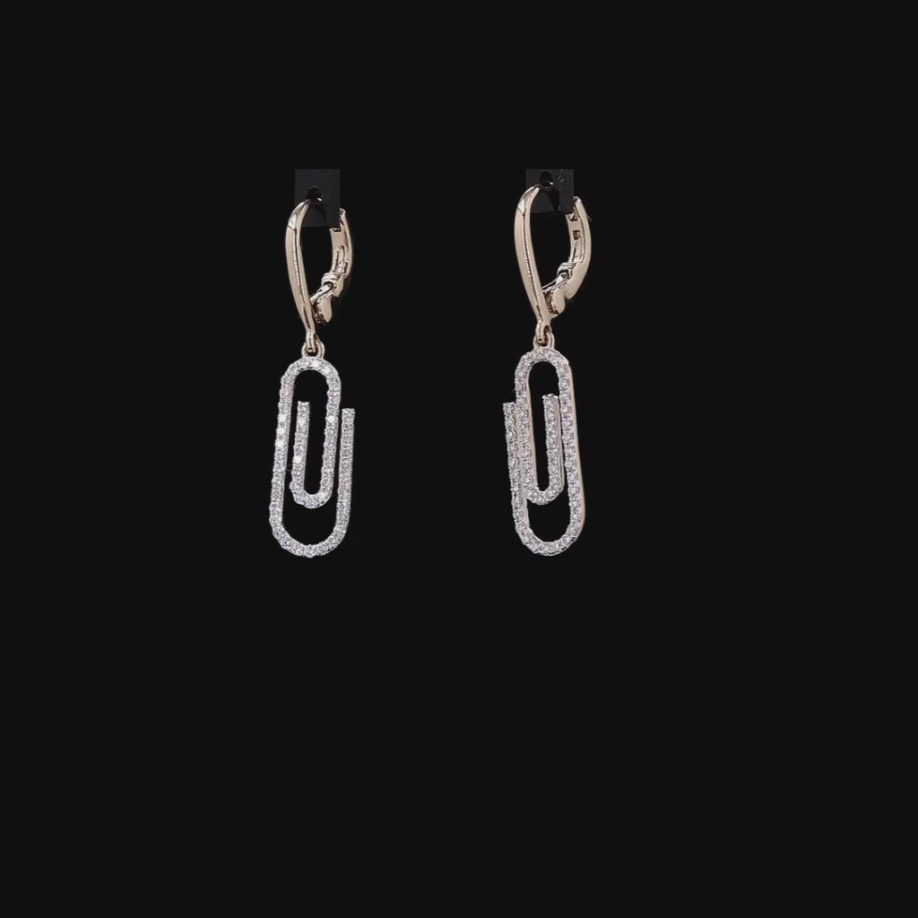 1/2ct TDW Lab grown Diamond Paperclip Drop Earrings in 14k Yellow Gold