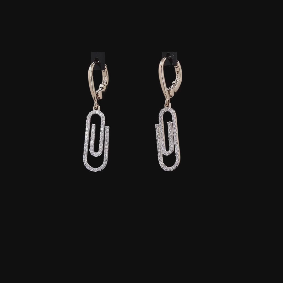 1/2ct TDW Lab grown Diamond Paperclip Drop Earrings in 14k Yellow Gold
