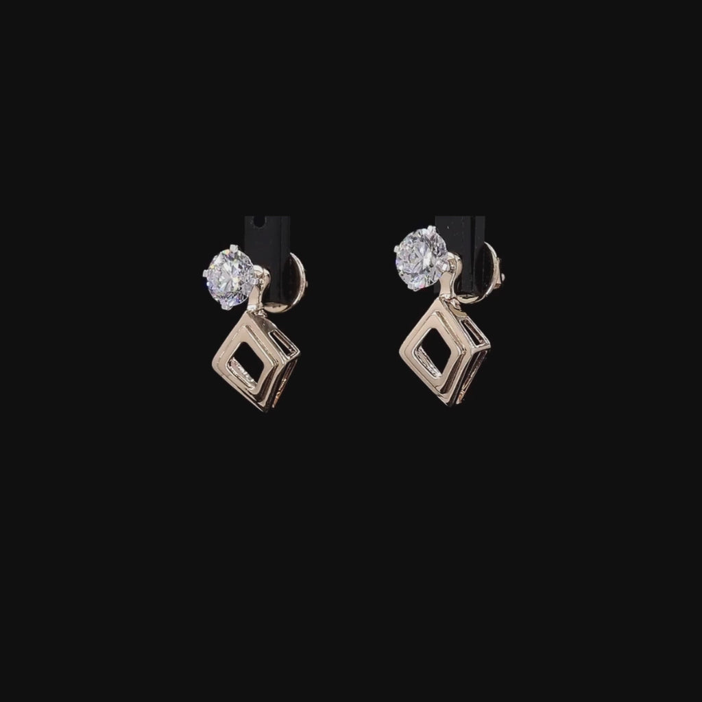 1 7/8ct TDW Lab grown Diamond Geometric Drop Earrings in 14k Yellow Gold